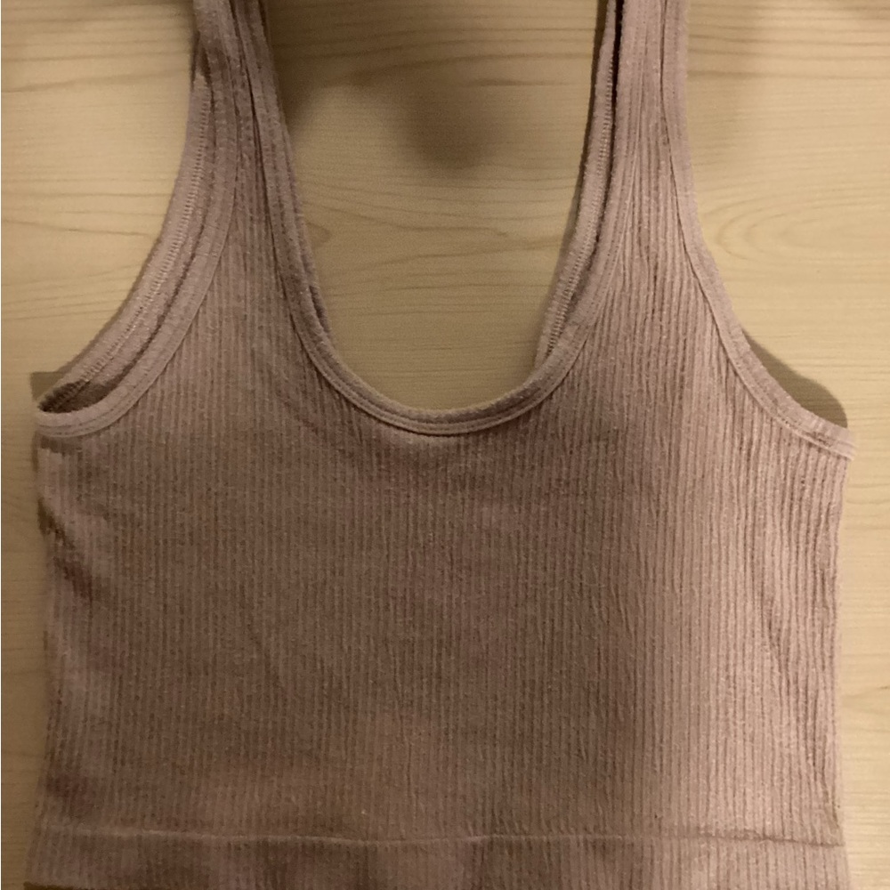 Ribbed Tank Top in Taupe
